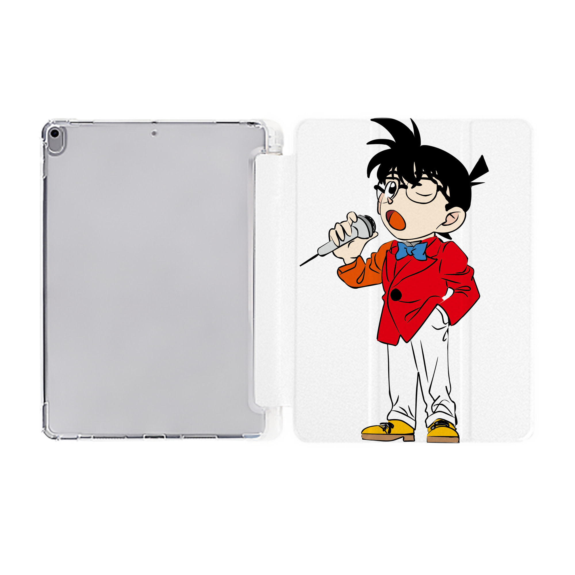 （画像用） 名探偵コナン 江戸川 コナン Detective Conan Conan Edogawa IPad ケース ペン収納付き 三つ折りスタンド PUレザー×シリコン 対応機種9.5/10.5/10.9インチ